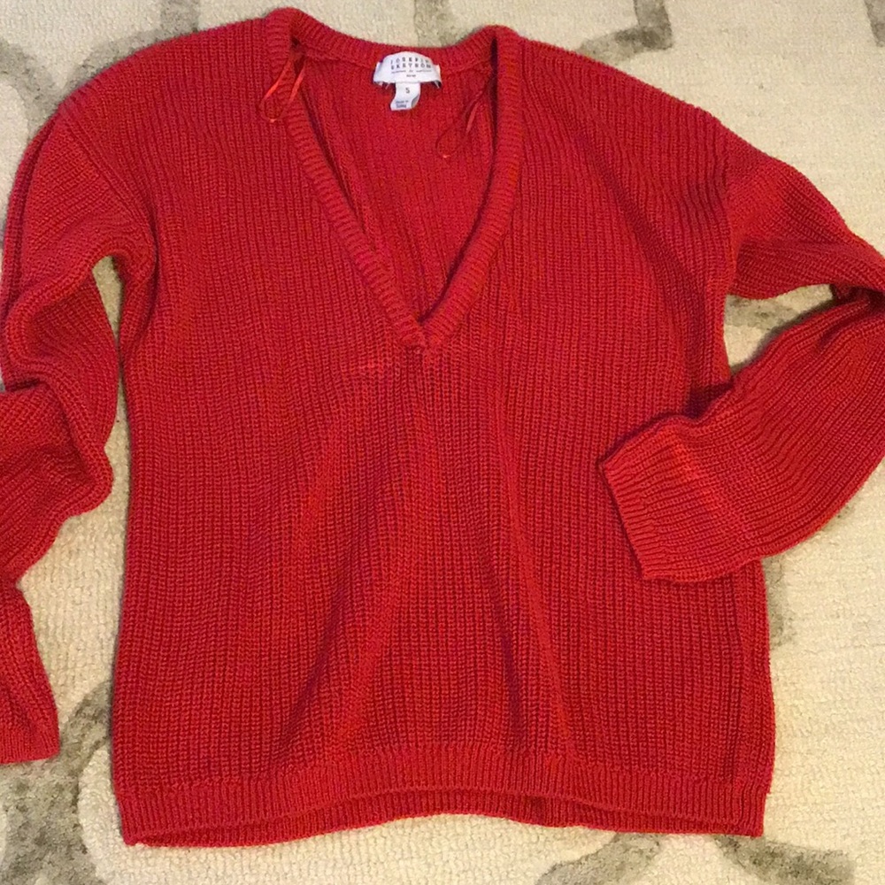 4/$25 Red European slightly cropped red sweater
